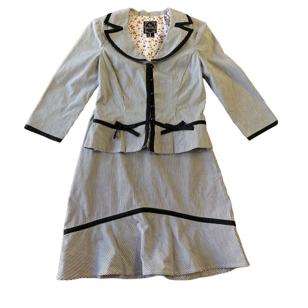 My Michelle Black and White Striped Skirt Set